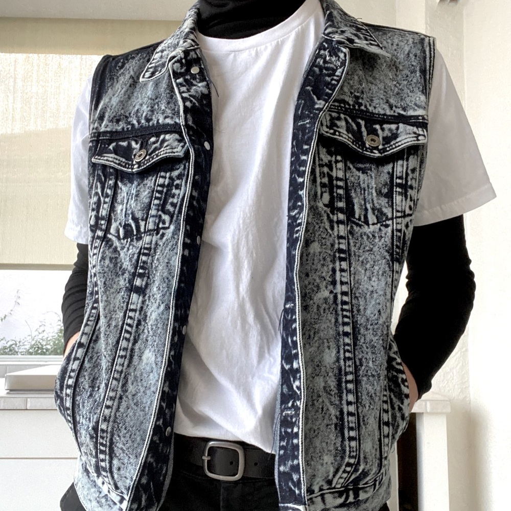 Acid Wash Denim Vest